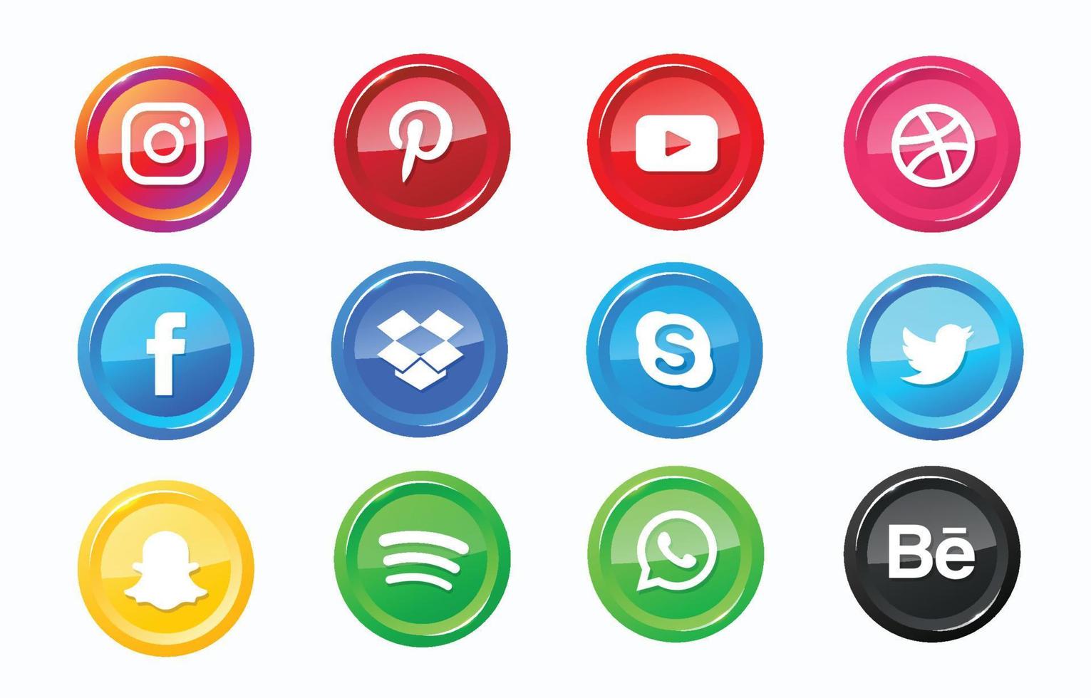 social meios de comunicação conectados tecnologia botão logotipo vetor