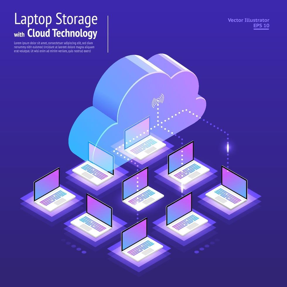 tecnologia de nuvem isométrica vetor