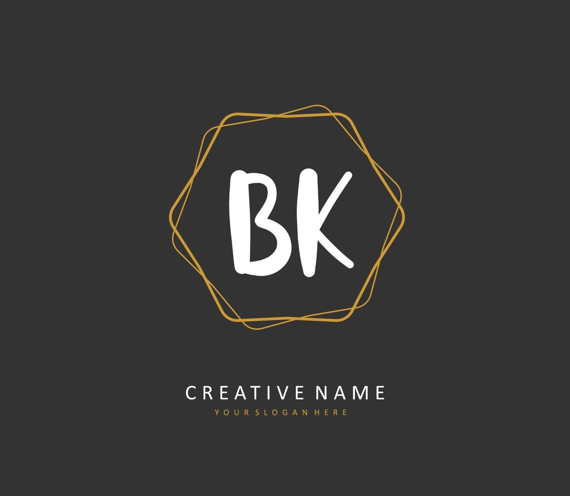 b k bk inicial carta caligrafia e assinatura logotipo. uma conceito caligrafia inicial logotipo com modelo elemento. vetor