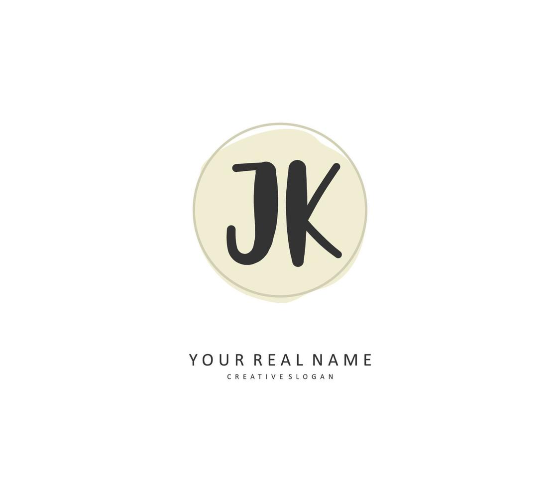 j k jk inicial carta caligrafia e assinatura logotipo. uma conceito caligrafia inicial logotipo com modelo elemento. vetor
