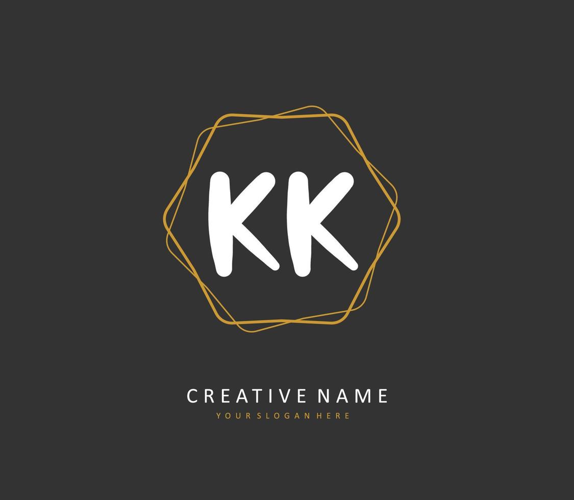 k kk inicial carta caligrafia e assinatura logotipo. uma conceito caligrafia inicial logotipo com modelo elemento. vetor