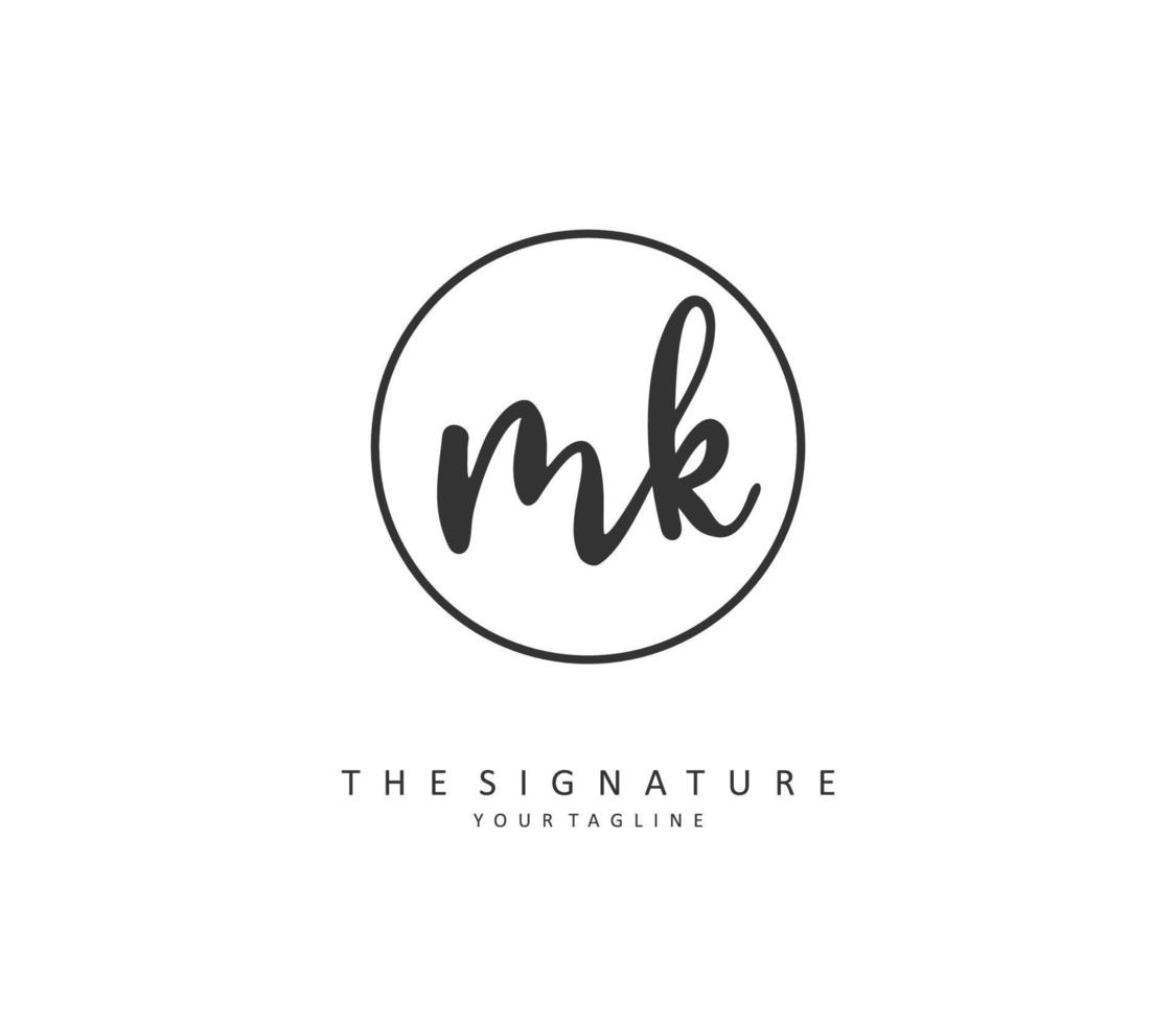 m k mk inicial carta caligrafia e assinatura logotipo. uma conceito caligrafia inicial logotipo com modelo elemento. vetor