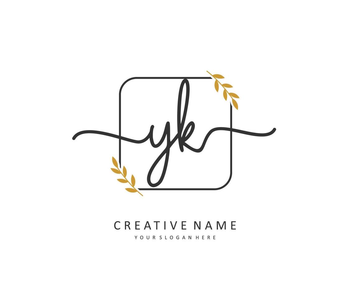 y k yk inicial carta caligrafia e assinatura logotipo. uma conceito caligrafia inicial logotipo com modelo elemento. vetor