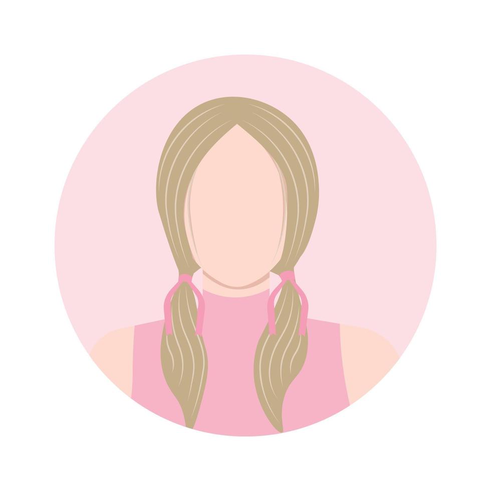 avatar do uma jovem mulher com rabos de cavalo para social meios de comunicação. vetor ilustração dentro plano estilo