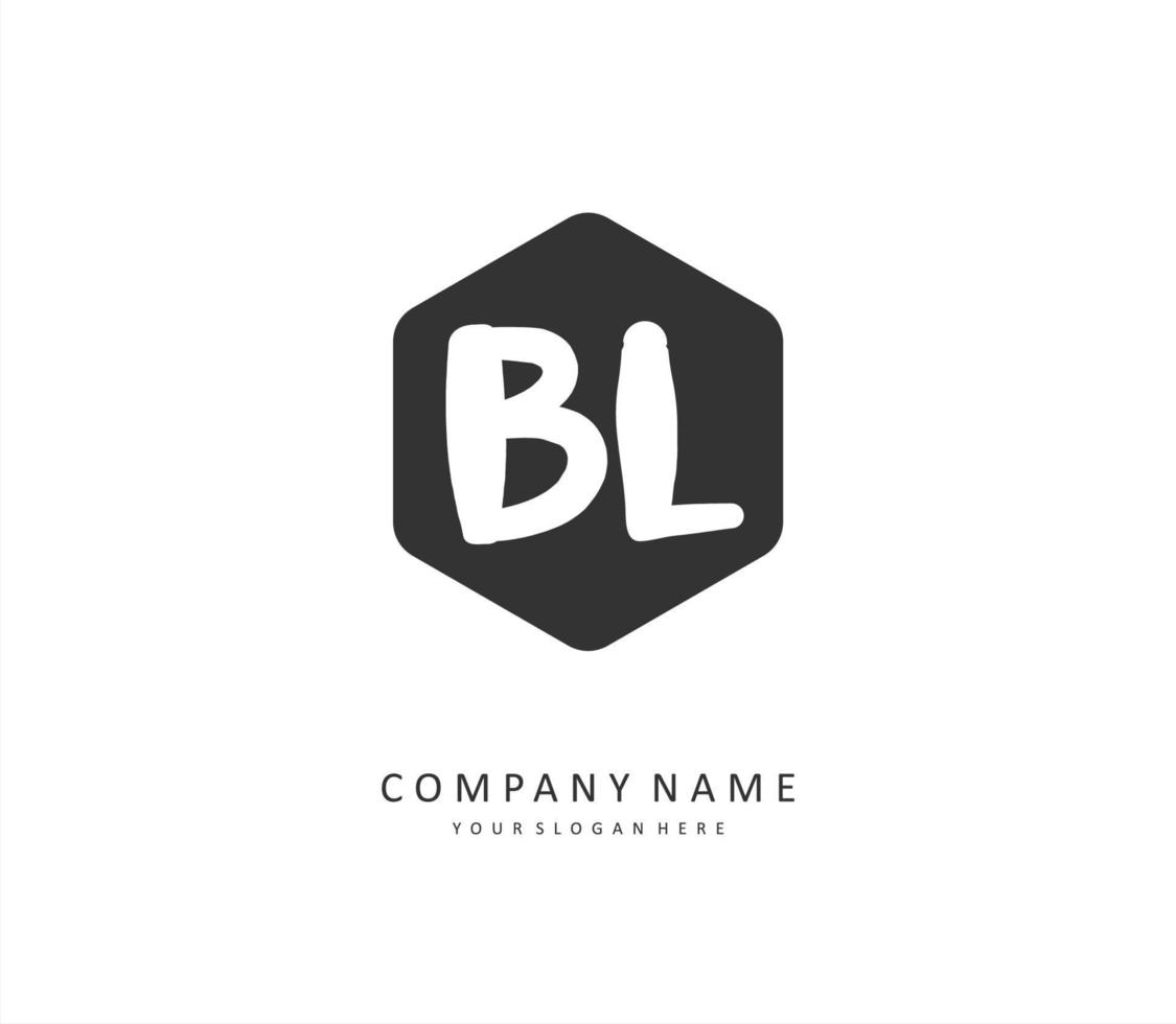 bl inicial carta caligrafia e assinatura logotipo. uma conceito caligrafia inicial logotipo com modelo elemento. vetor