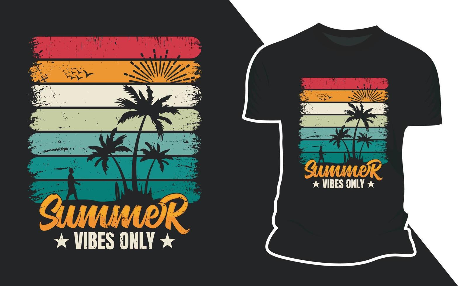 retro verão surfar t camisa vetor Projeto