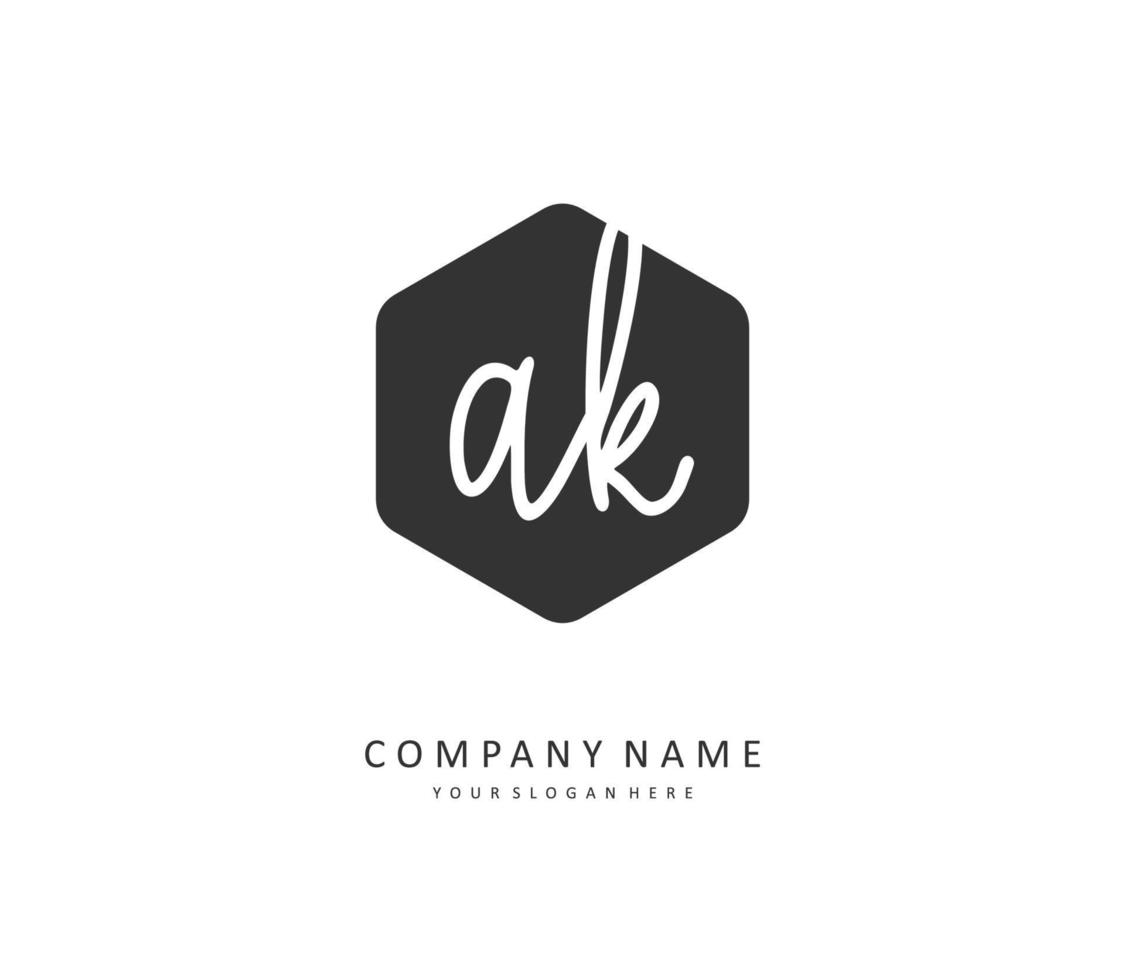 uma k ak inicial carta caligrafia e assinatura logotipo. uma conceito caligrafia inicial logotipo com modelo elemento. vetor