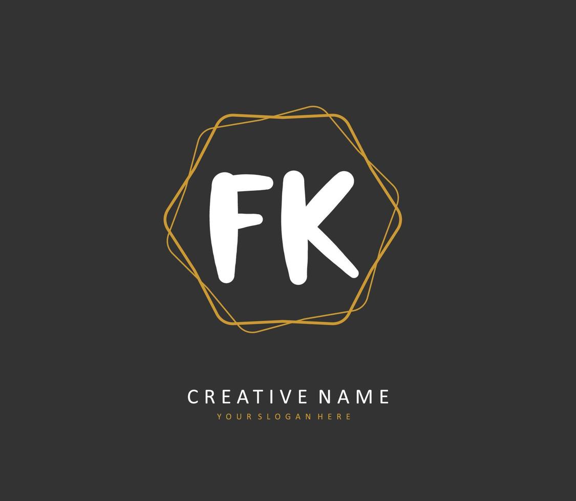 f k fk inicial carta caligrafia e assinatura logotipo. uma conceito caligrafia inicial logotipo com modelo elemento. vetor