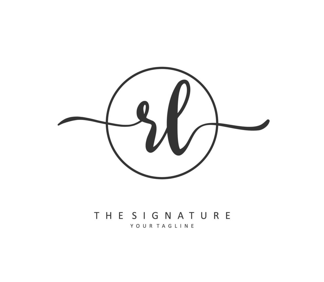 rl inicial carta caligrafia e assinatura logotipo. uma conceito caligrafia inicial logotipo com modelo elemento. vetor