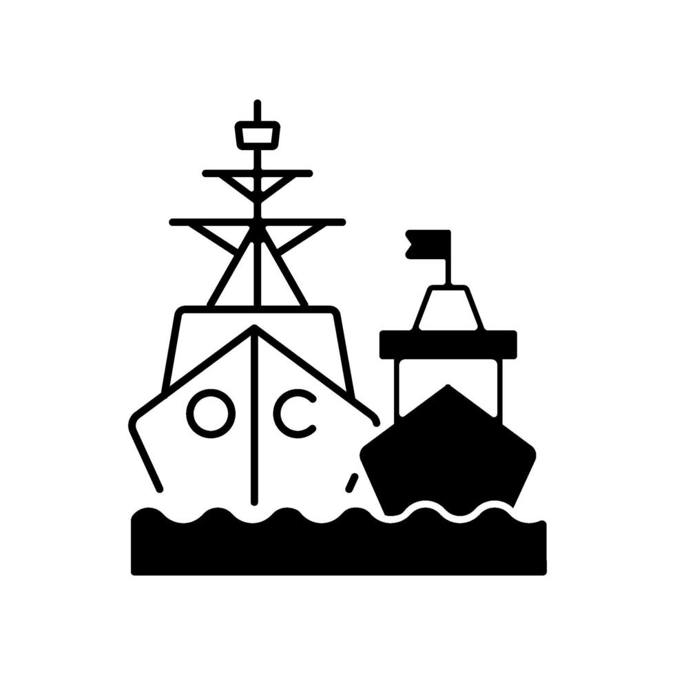 ícone linear preto da frota naval vetor