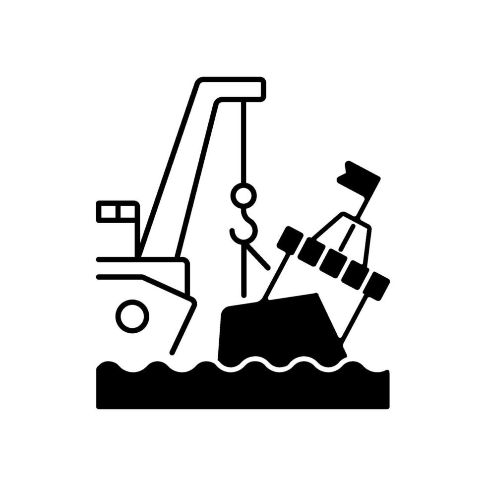 ícone linear preto de salvamento marinho vetor
