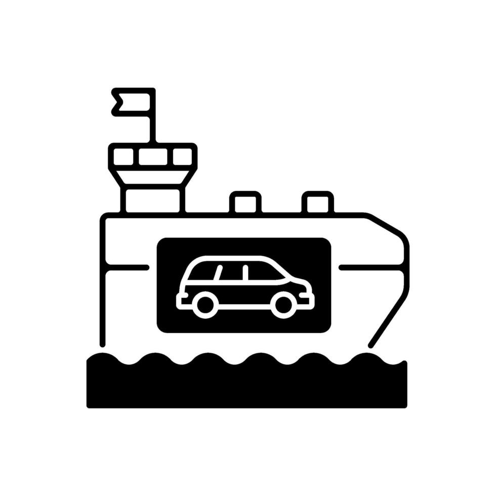 ícone linear preto da transportadora de veículos vetor