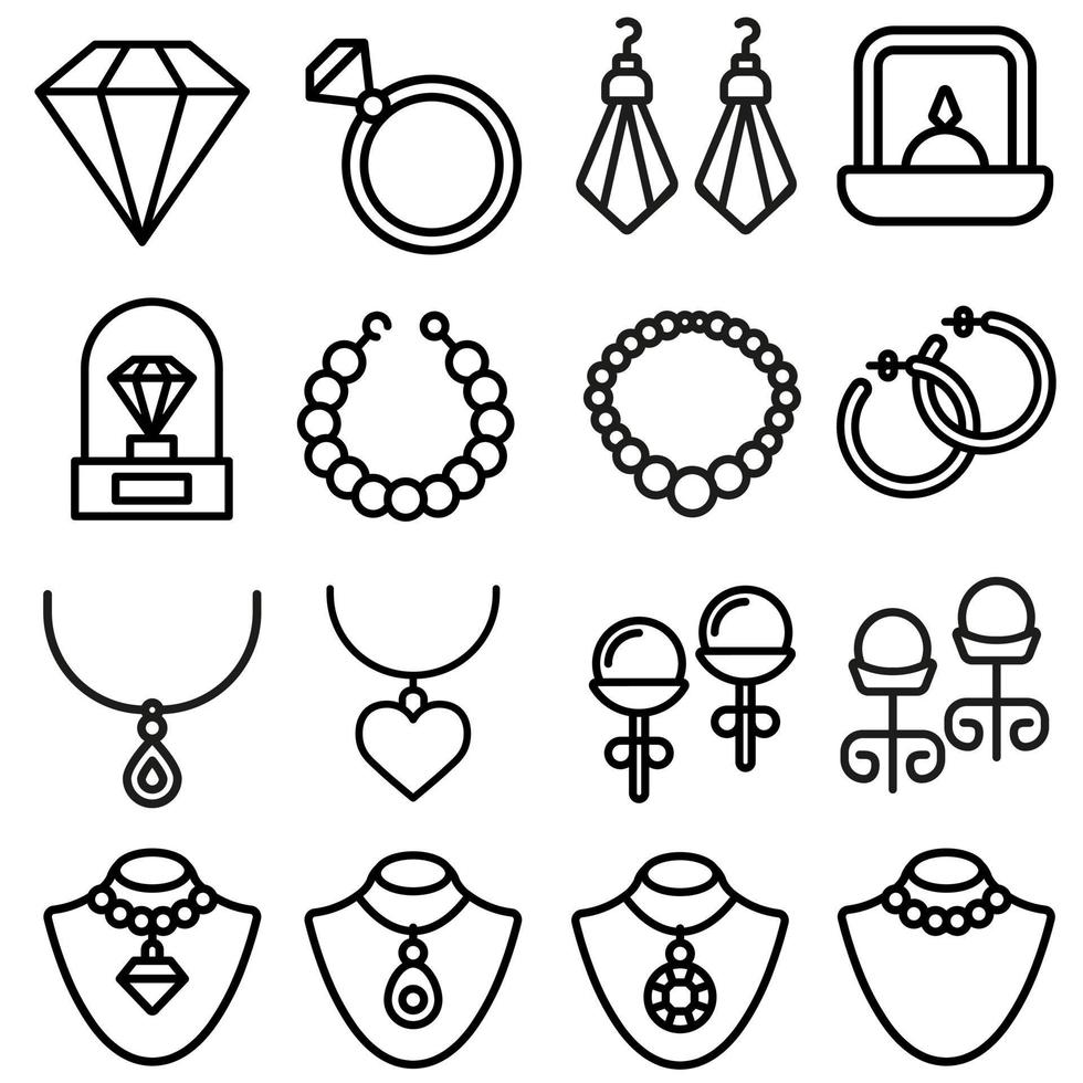 jóia ícone vetor definir. joalheria ilustração placa coleção. bijuteria símbolo ou logotipo.