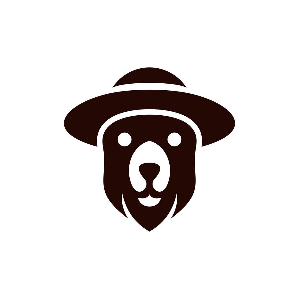 animal Urso vestindo chapéu logotipo vetor