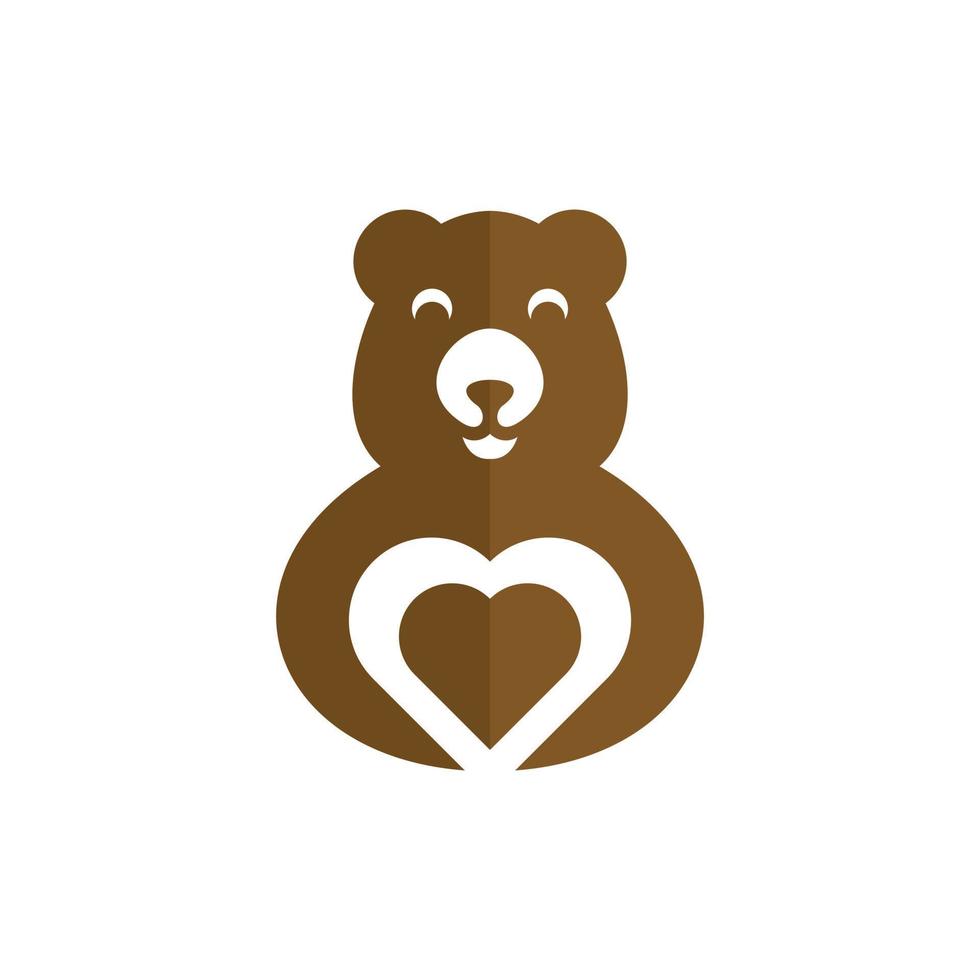 Urso fofa amor luxo moderno logotipo vetor