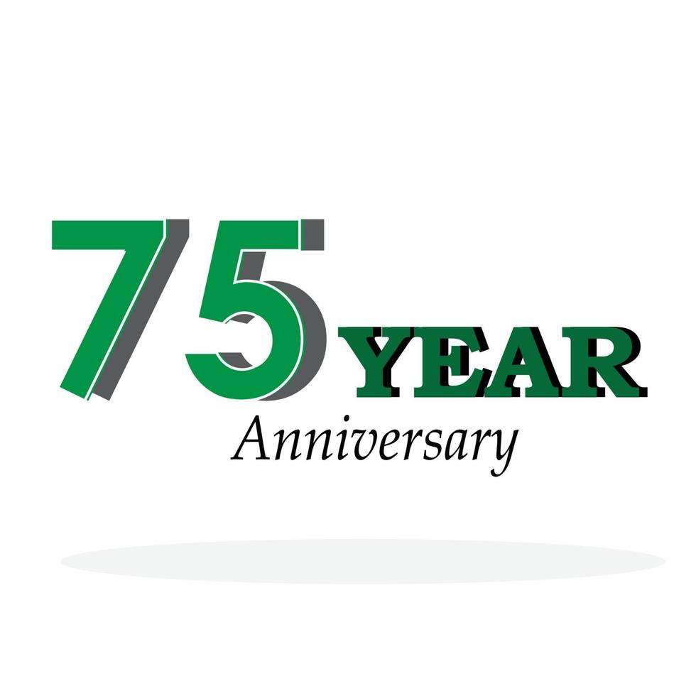 75 anos de celebração de aniversário ilustração de design de modelo vetorial de cor verde vetor