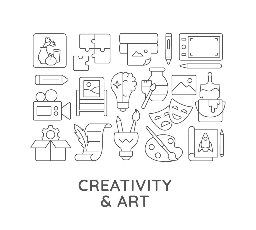 layout de conceito linear abstrato de criatividade e arte com título vetor