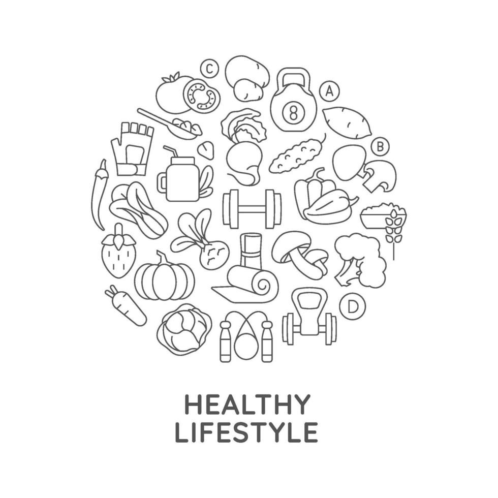 layout de conceito linear abstrato de estilo de vida saudável com título vetor