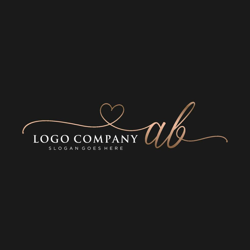 inicial ab feminino logotipo coleções modelo. caligrafia logotipo do inicial assinatura, casamento, moda, joalheria, butique, floral e botânico com criativo modelo para qualquer companhia ou negócios. vetor