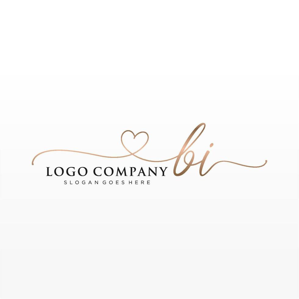 inicial bi feminino logotipo coleções modelo. caligrafia logotipo do inicial assinatura, casamento, moda, joalheria, butique, floral e botânico com criativo modelo para qualquer companhia ou negócios. vetor