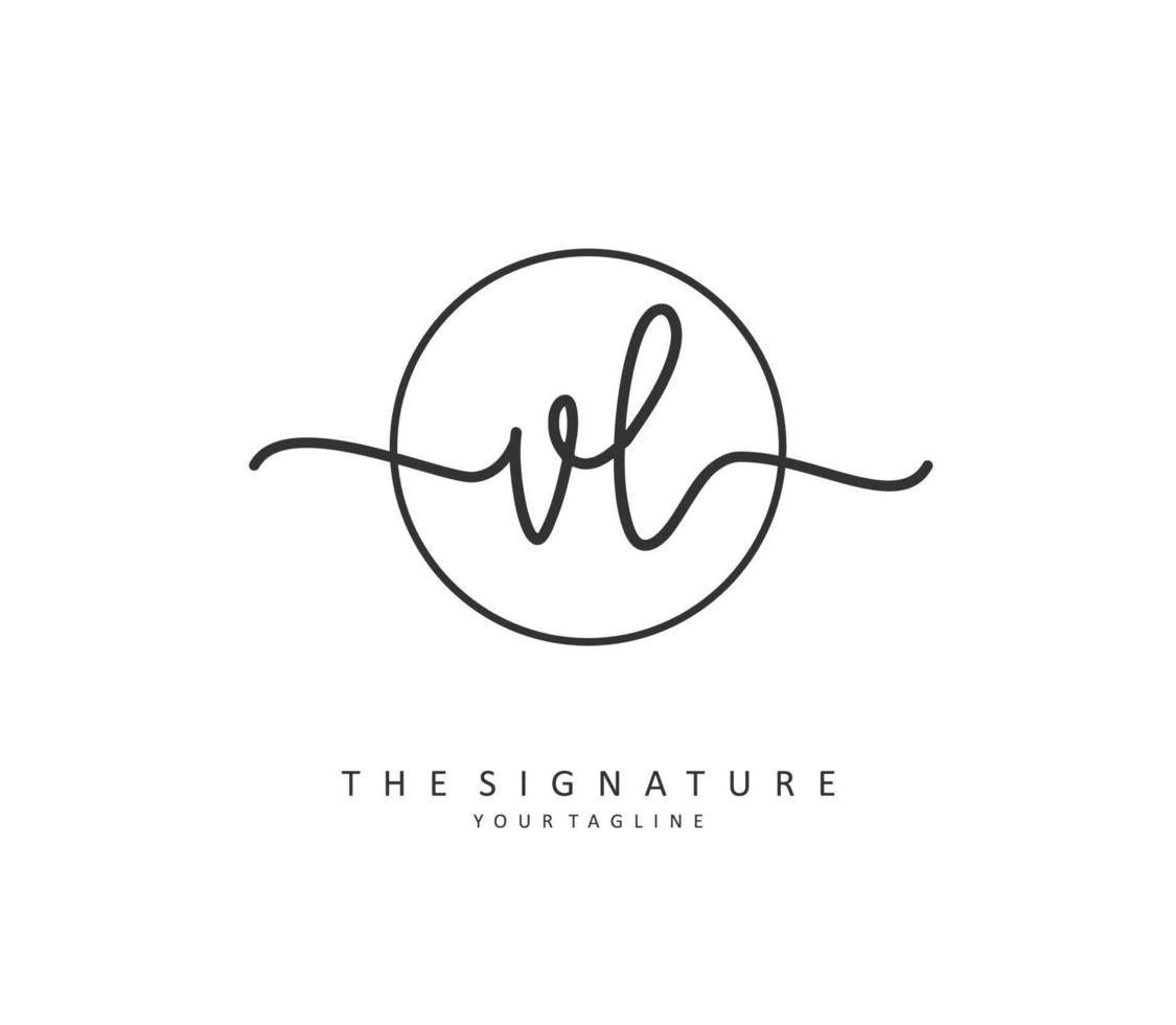 vl inicial carta caligrafia e assinatura logotipo. uma conceito caligrafia inicial logotipo com modelo elemento. vetor