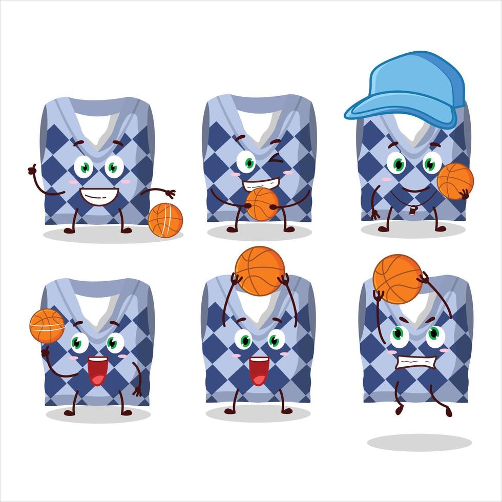 talentoso azul escola colete desenho animado personagem Como uma basquetebol atleta vetor