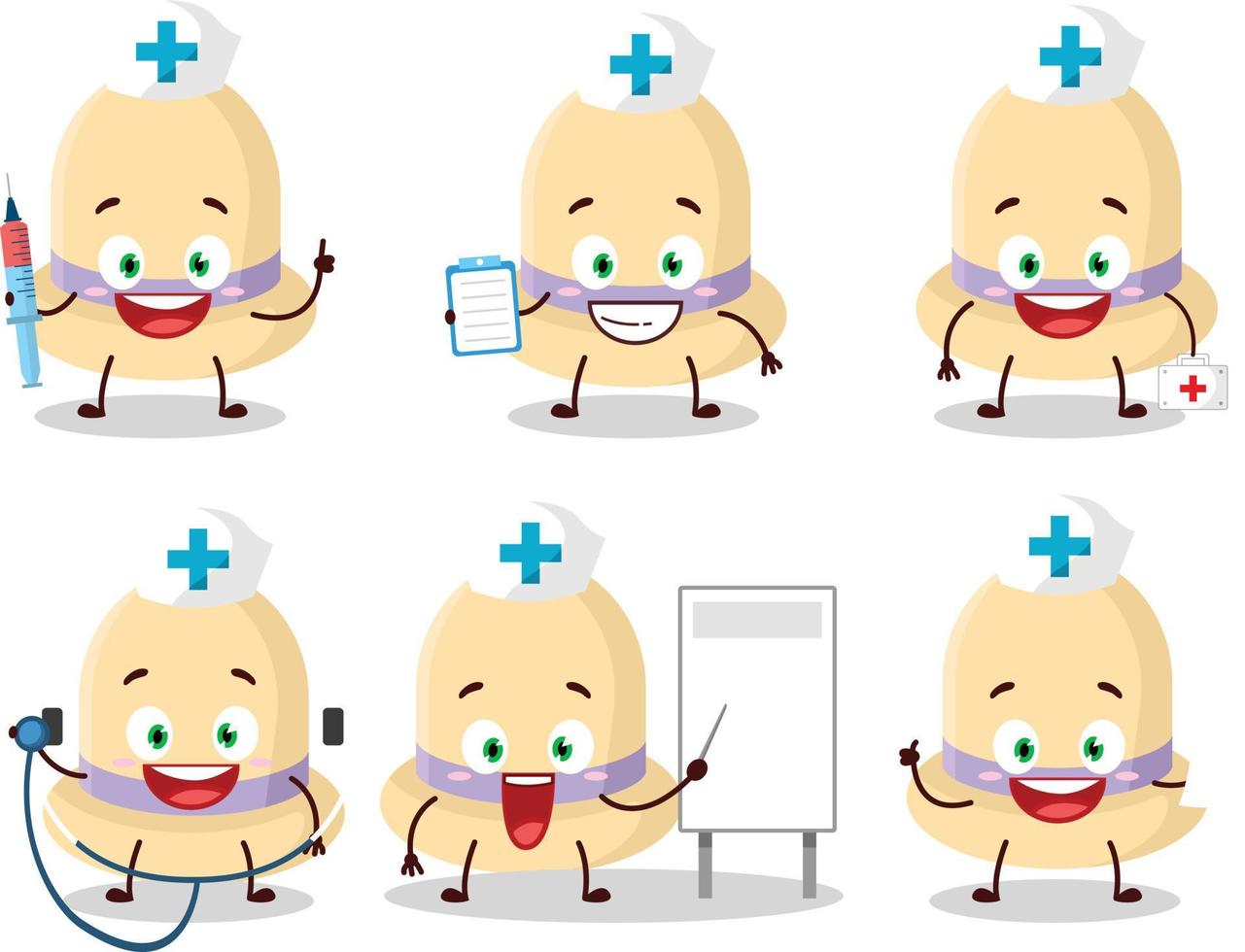 médico profissão emoticon com verão chapéu desenho animado personagem vetor