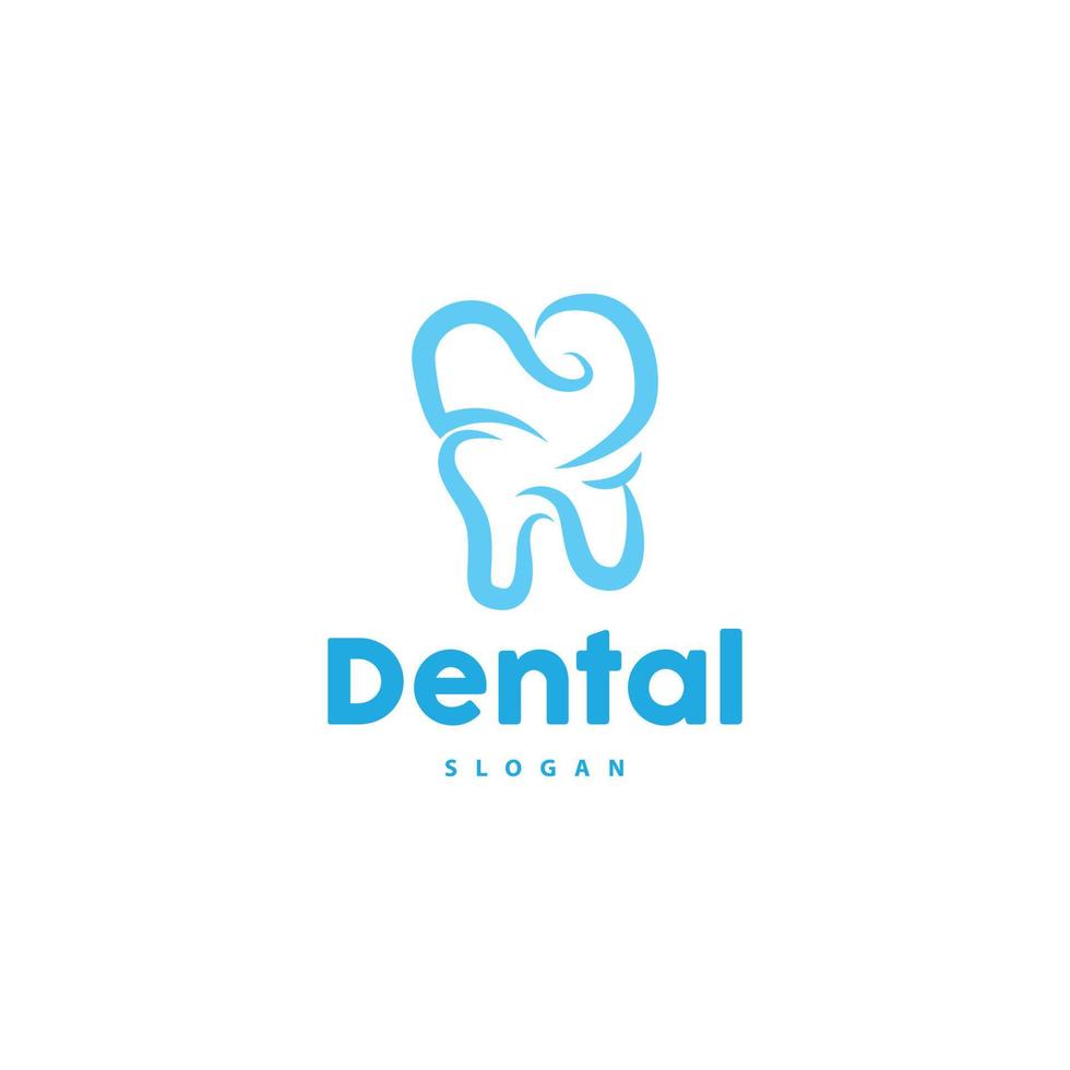 logotipo do dente, vetor de saúde bucal, ilustração de marca de cuidados