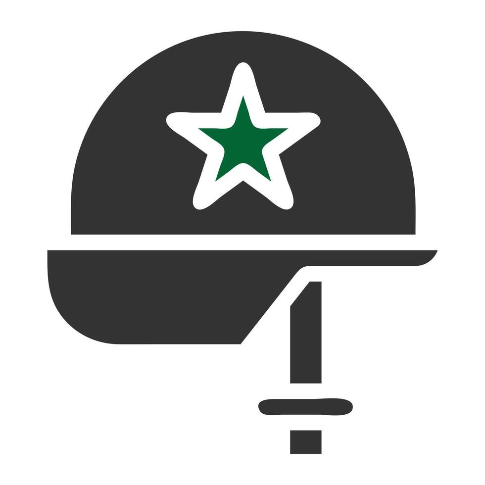 capacete ícone sólido cinzento verde cor militares símbolo perfeito. vetor