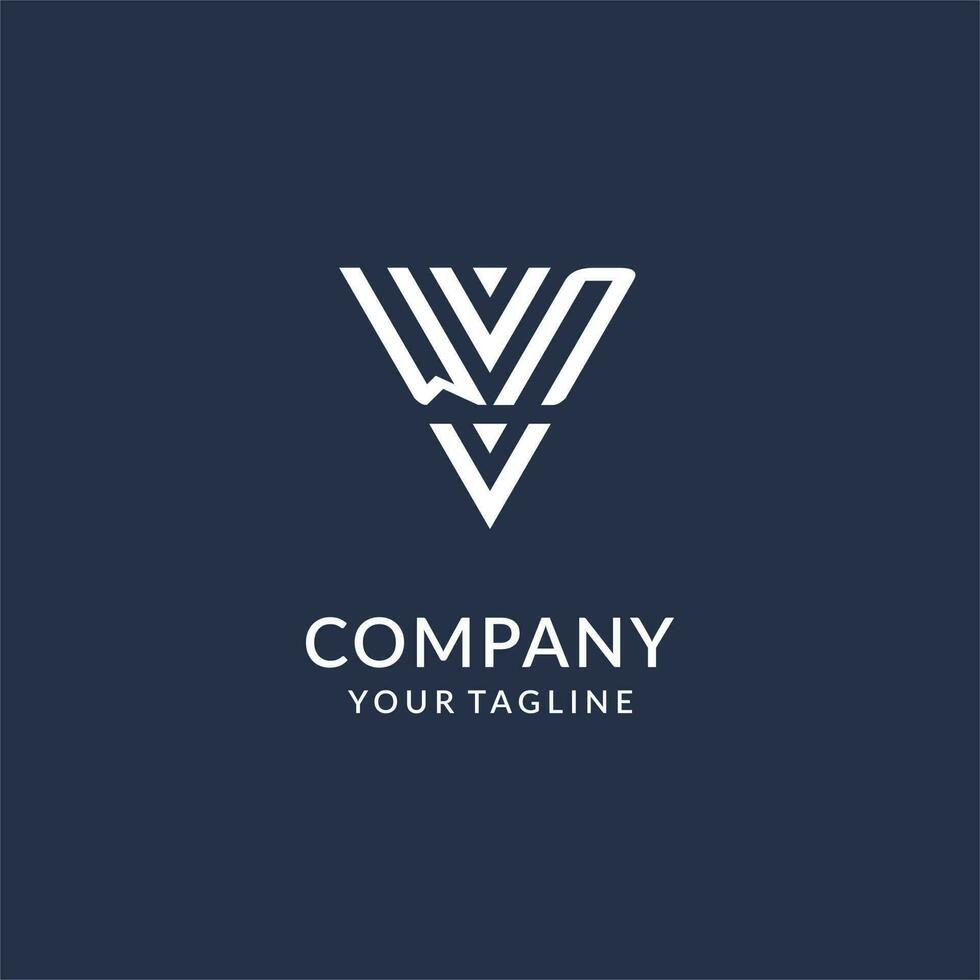 wn triângulo monograma logotipo Projeto Ideias, criativo inicial carta logotipo com triangular forma logotipo vetor