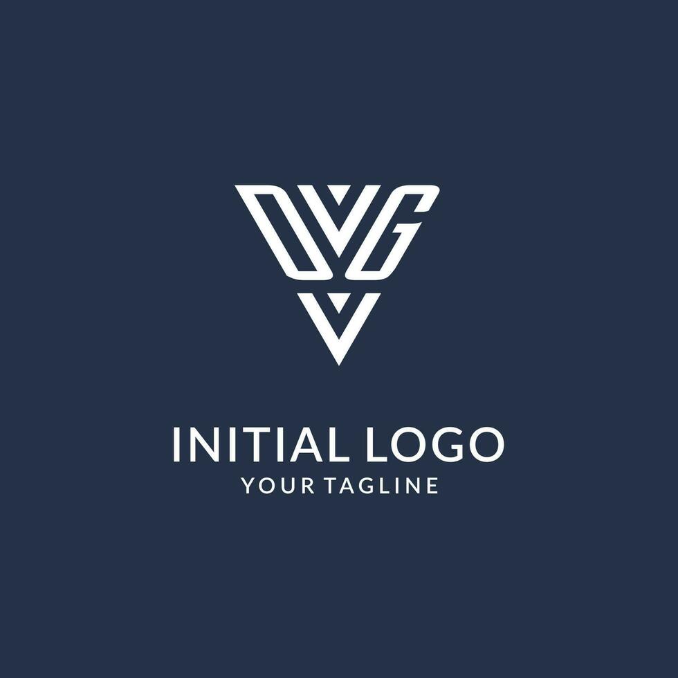 dg triângulo monograma logotipo Projeto Ideias, criativo inicial carta logotipo com triangular forma logotipo vetor