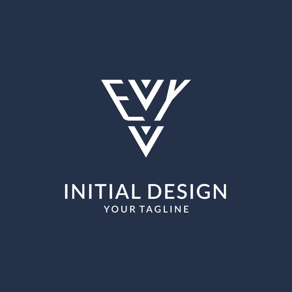 ey triângulo monograma logotipo Projeto Ideias, criativo inicial carta logotipo com triangular forma logotipo vetor