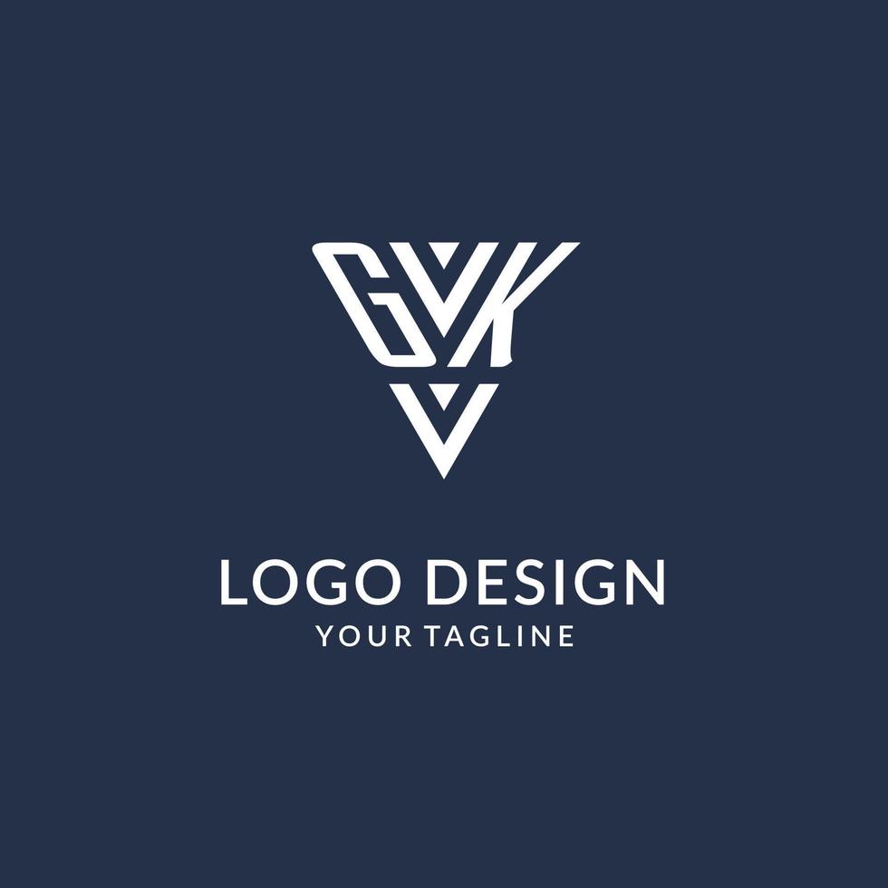 gk triângulo monograma logotipo Projeto Ideias, criativo inicial carta logotipo com triangular forma logotipo vetor