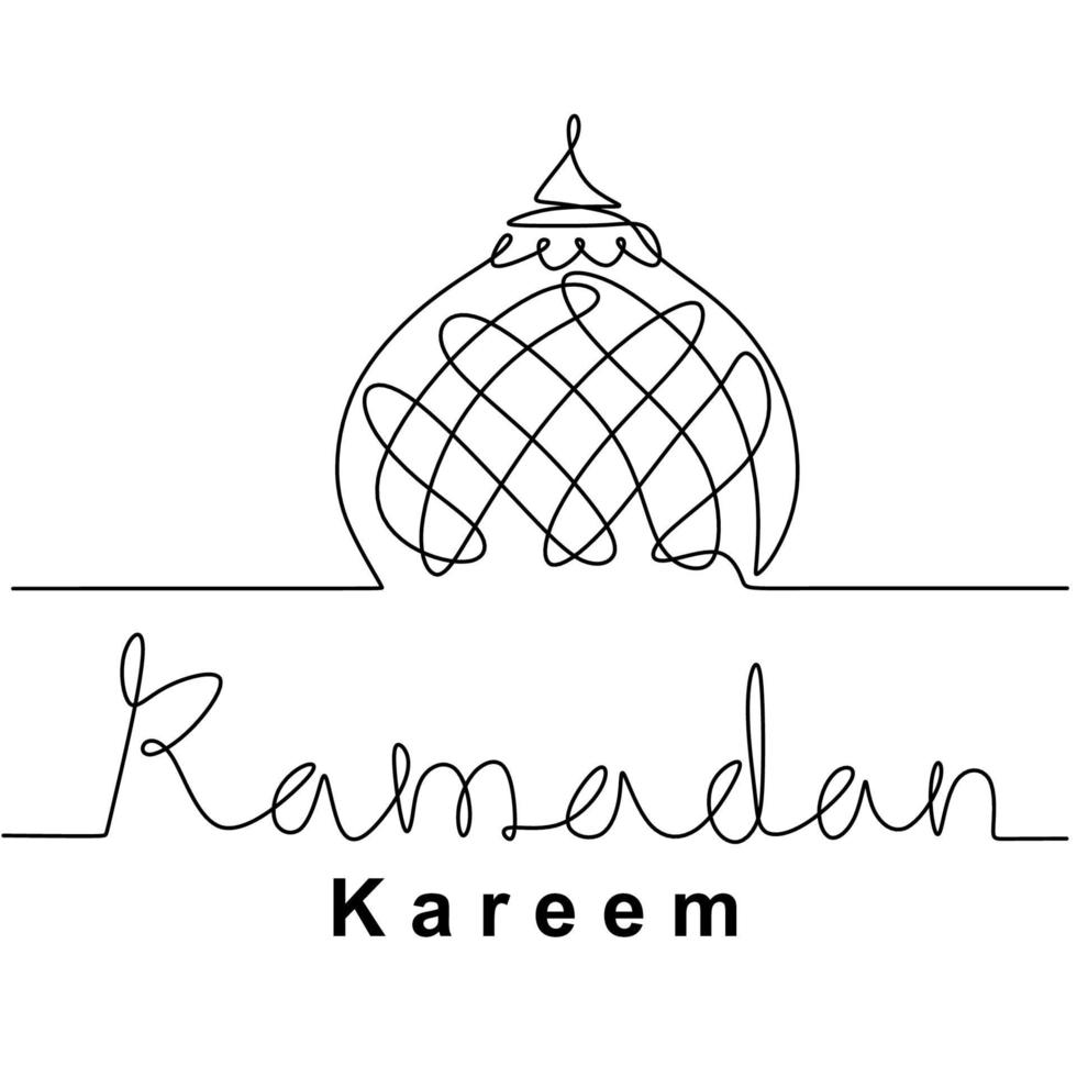 mesquita desenho de linha contínua design minimalista de vetor. feliz eid mubarak, tema ramadan kareem. celebração de feriado islâmico tradicional, religião árabe e ilustração de esboço de cultura vetor