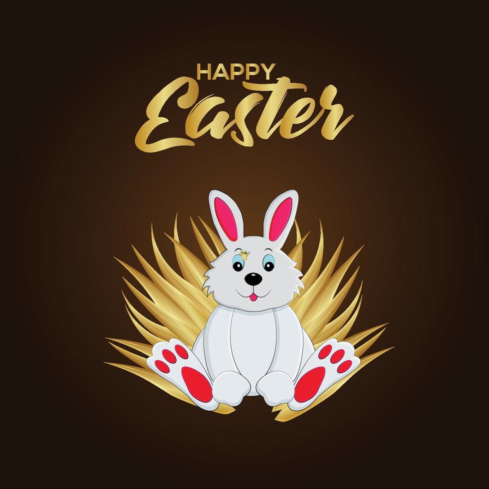 feliz fundo de celebração do dia de Páscoa com coelhinho da Páscoa criativo e cesta dourada vetor