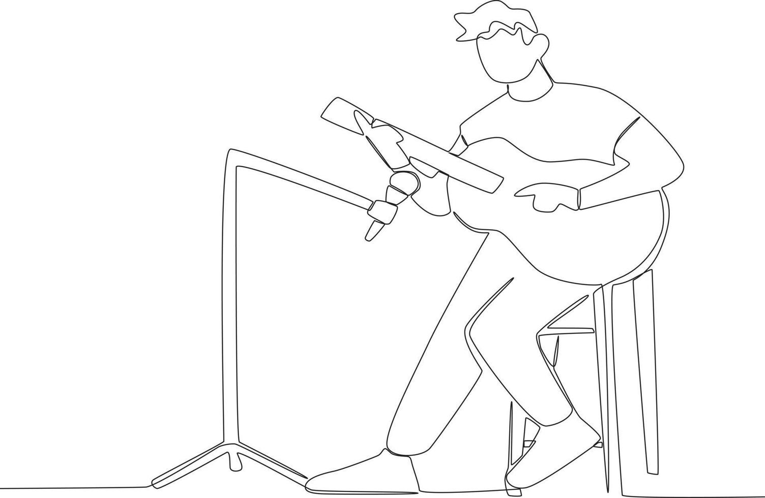 uma homem cantando enquanto jogando guitarra em etapa vetor