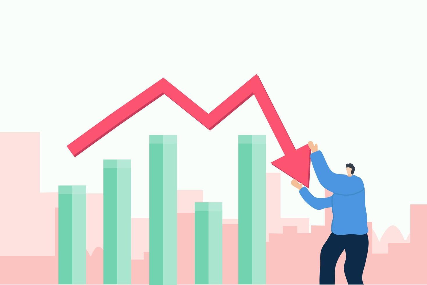 resiliência para sobreviver investimento colidir, crise ou recessão, empurrando costas ou esforço para ganhar o negócio desafio, econômico recessão conceito vetor