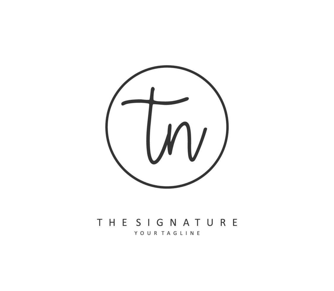 t n tn inicial carta caligrafia e assinatura logotipo. uma conceito caligrafia inicial logotipo com modelo elemento. vetor