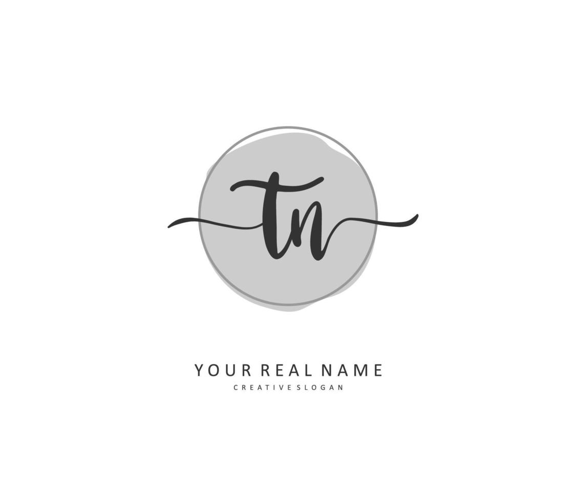 t n tn inicial carta caligrafia e assinatura logotipo. uma conceito caligrafia inicial logotipo com modelo elemento. vetor