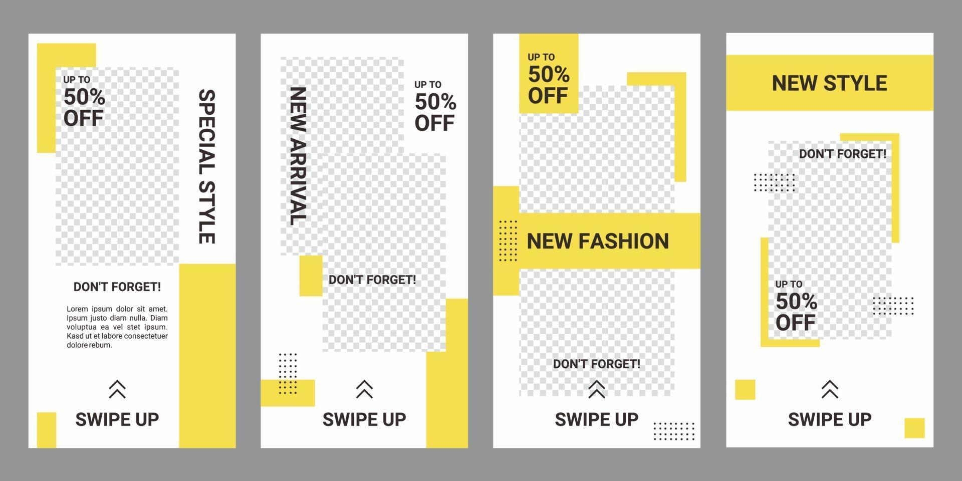 banners empacotam conjunto de kit de história de mídia social para compras em linha. grande venda de moda. projeto de layout para marketing nas redes sociais. ilustração de fundos de design de moda de marca em vetor