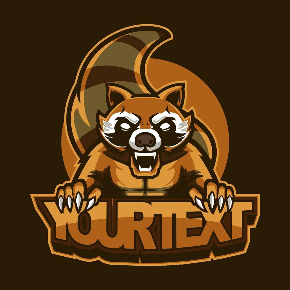 ilustração do mascote do guaxinim para esporte e e-sport ou equipe de jogos. o design do emblema com o conceito de animal selvagem pode ser usado para símbolos de sua equipe de e-sports ou impresso para roupas, símbolos atraentes vetor