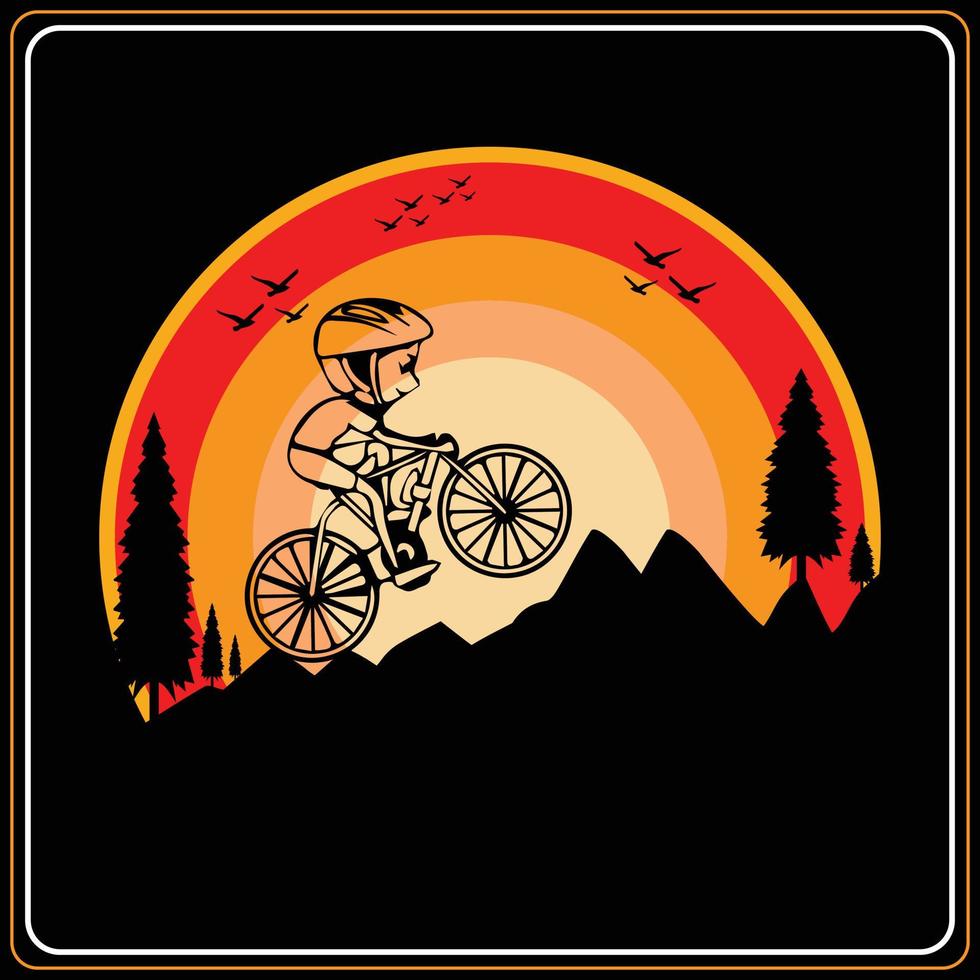 bicicleta e ciclismo camiseta desenhos vetor montanha bicicleta retro vintage bicicleta camiseta Projeto