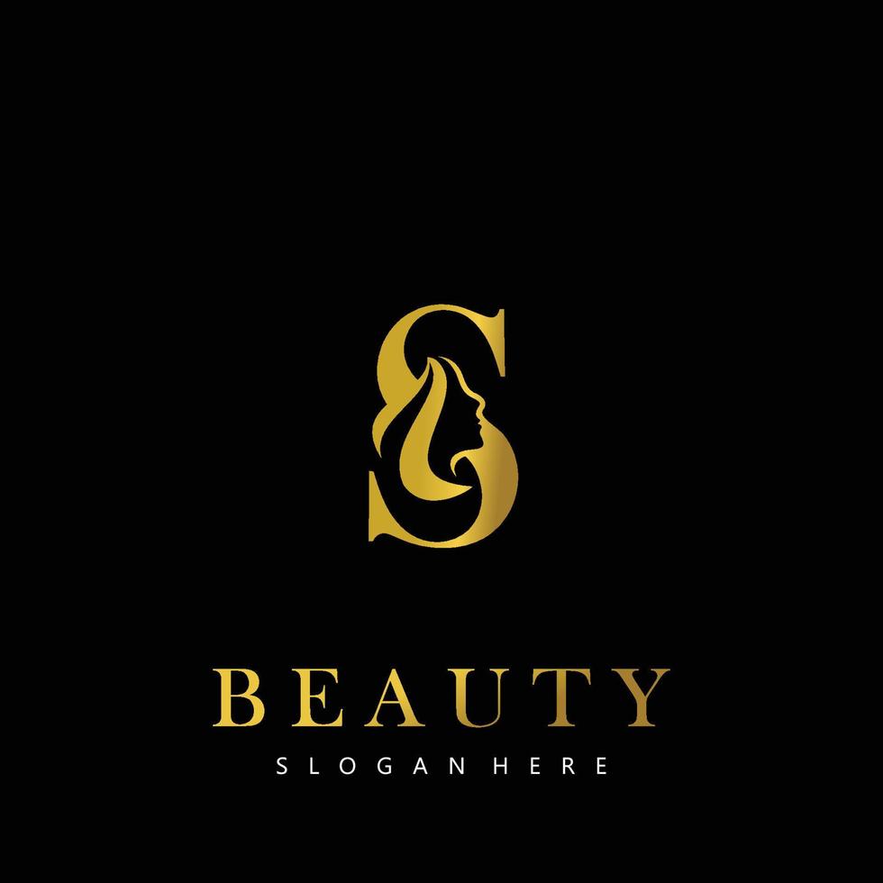 carta s elegância luxo beleza ouro cor mulheres moda logotipo vetor