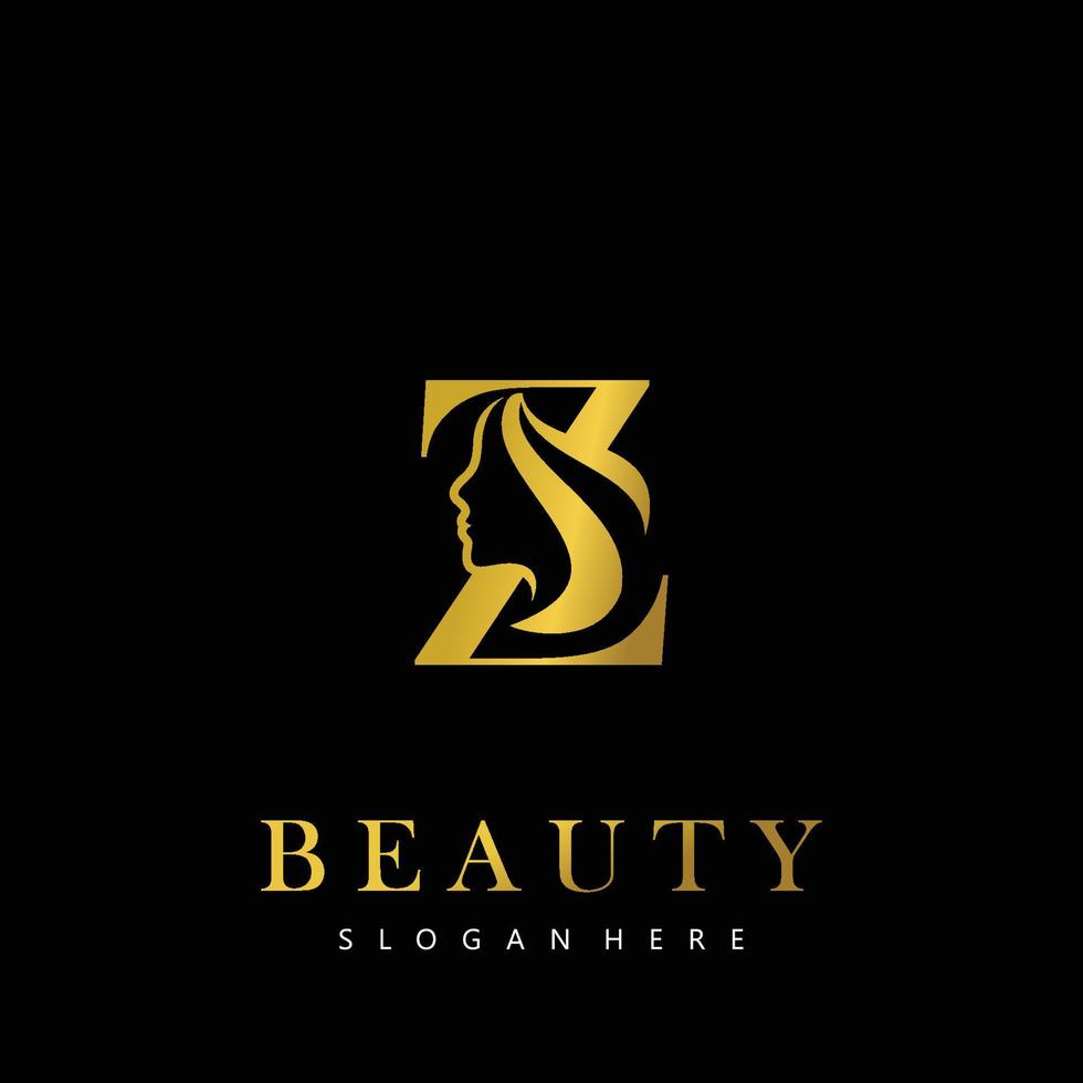 carta z elegância luxo beleza ouro cor mulheres moda logotipo vetor