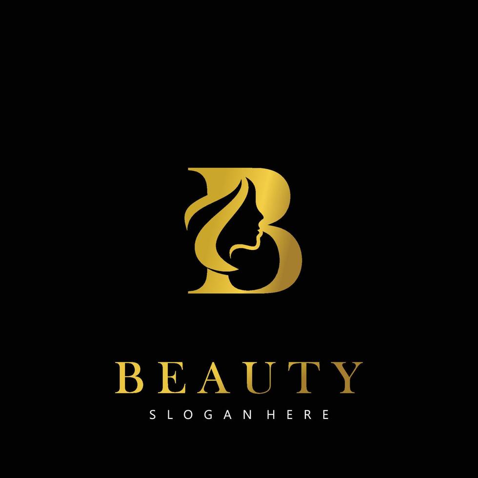 carta b elegância luxo beleza ouro cor mulheres moda logotipo vetor