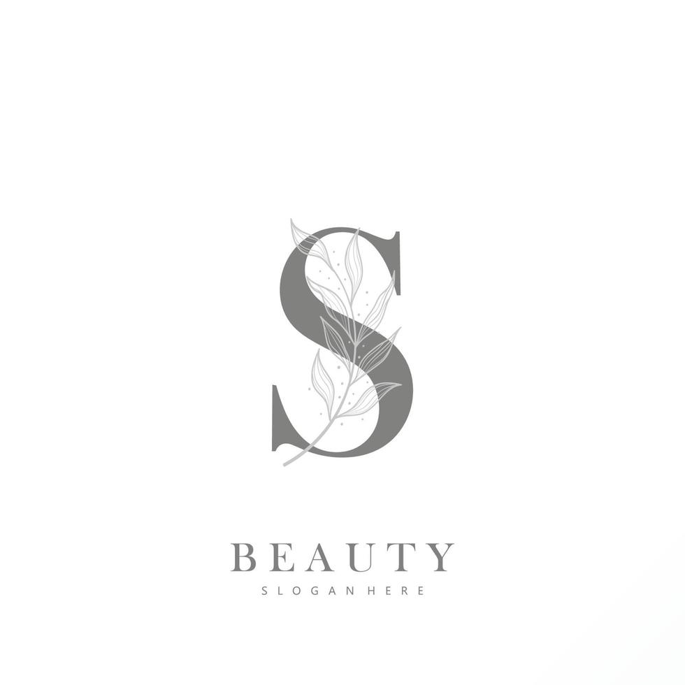 carta s logotipo floral logotipo Projeto. logotipo para mulheres beleza salão massagem Cosmético ou spa marca vetor