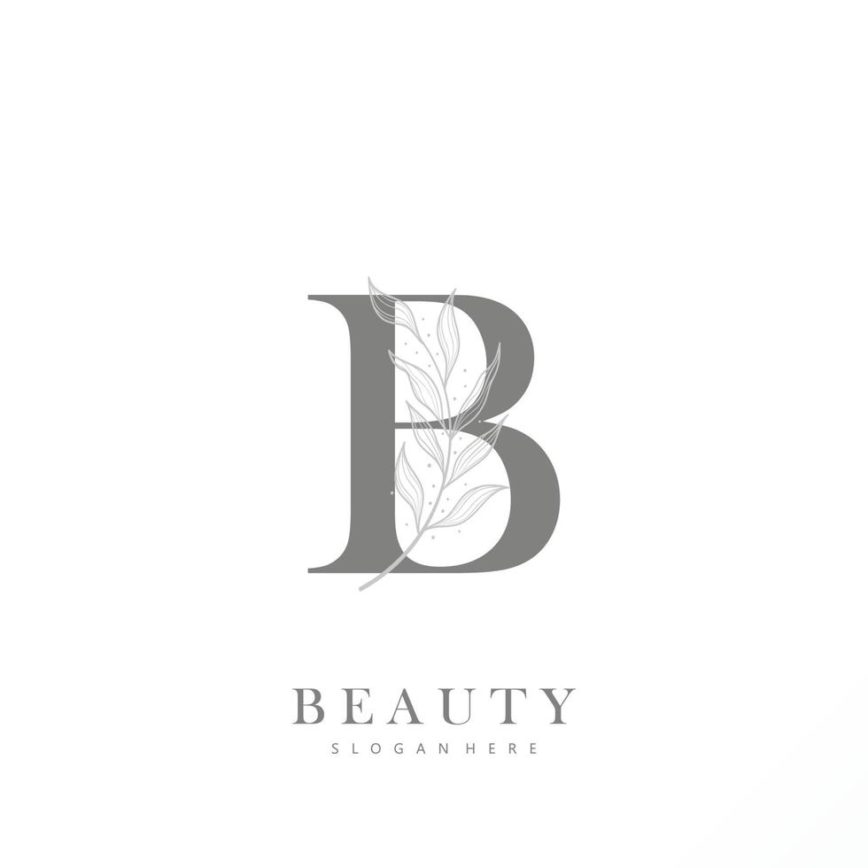 carta b logotipo floral logotipo Projeto. logotipo para mulheres beleza salão massagem Cosmético ou spa marca vetor