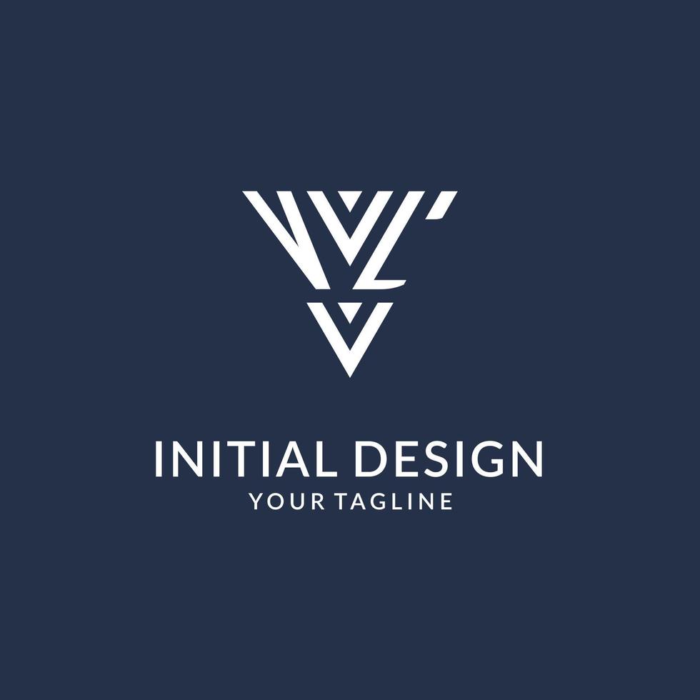 vl triângulo monograma logotipo Projeto Ideias, criativo inicial carta logotipo com triangular forma logotipo vetor