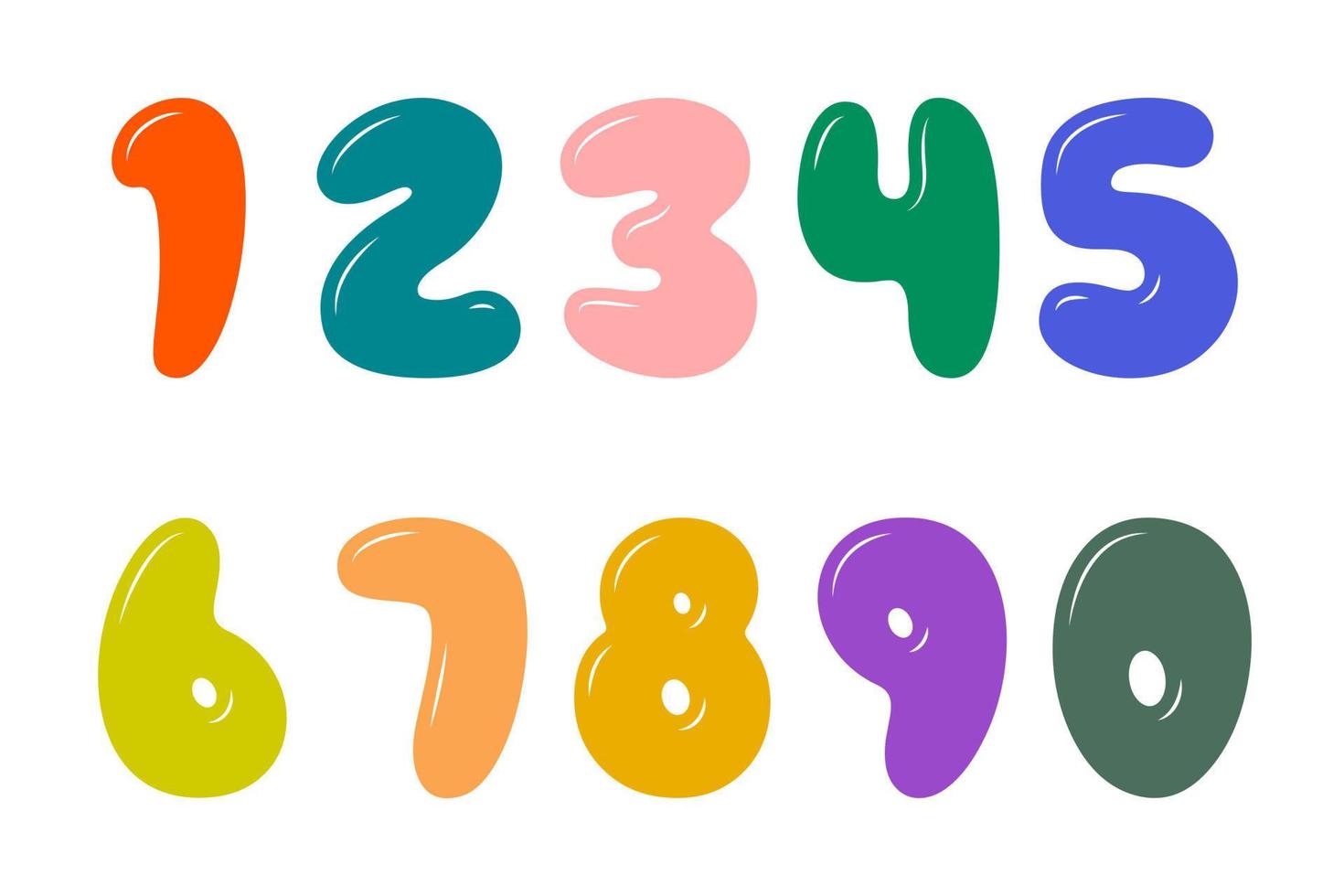 uma conjunto do desenho animado números dentro a Formato do uma bolha dentro diferente cores. vetor Projeto.