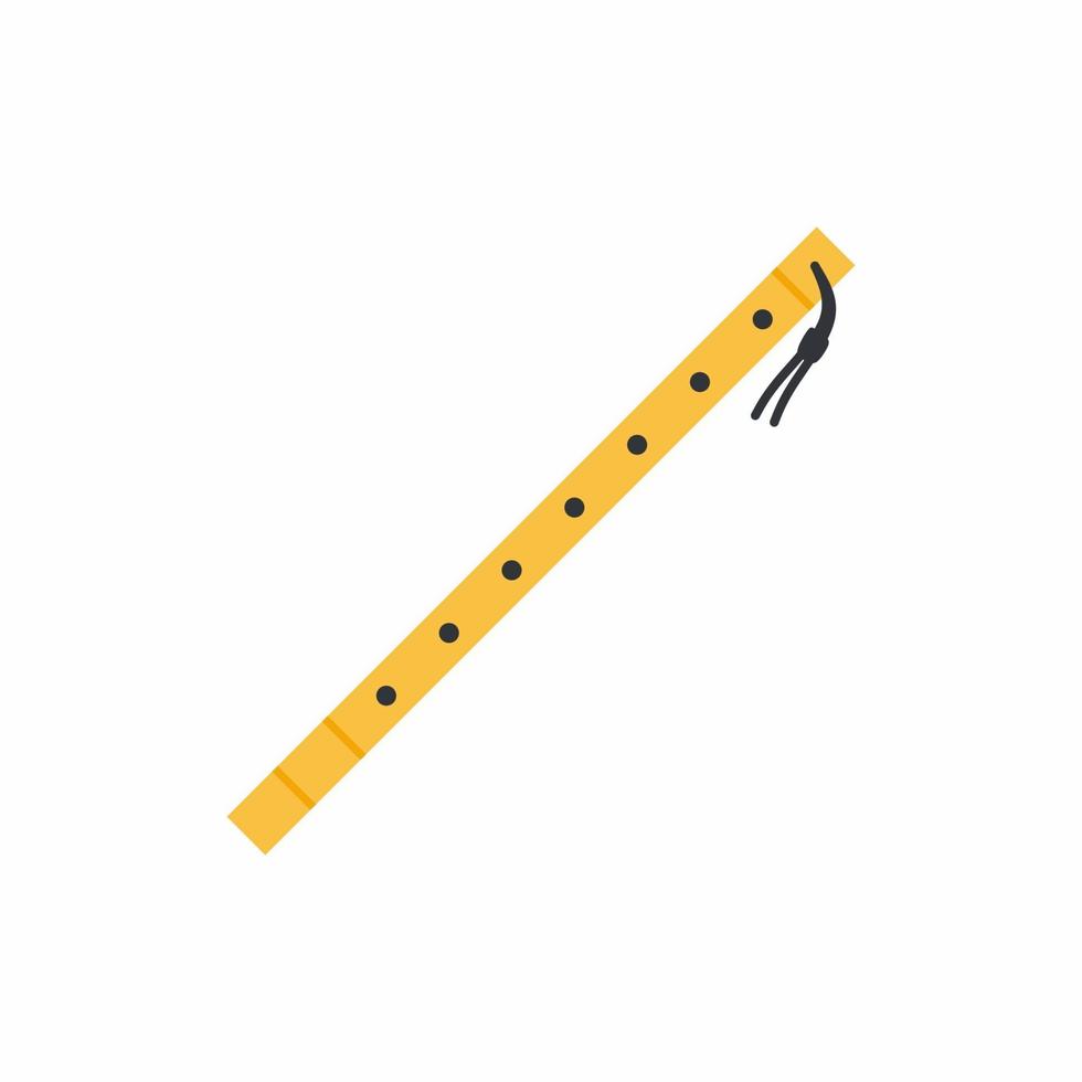 ícone de flauta de madeira em estilo cartoon, isolado no fundo branco. conceito de instrumentos musicais clássicos do vintage. ilustração plana do ícone do vetor de flauta de madeira para web design
